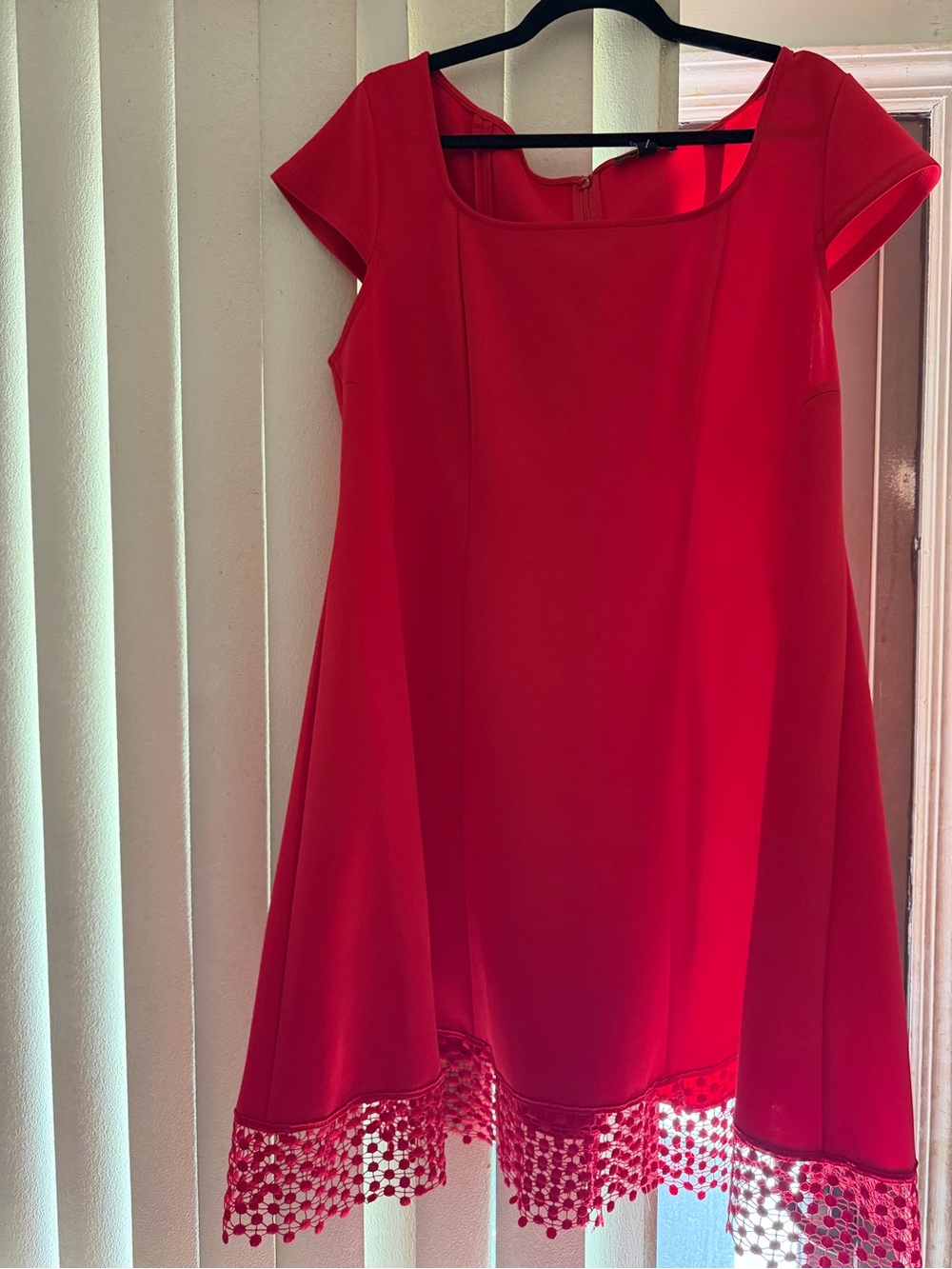 Lane Bryant Red Crochet-Hem A-Line Dress
